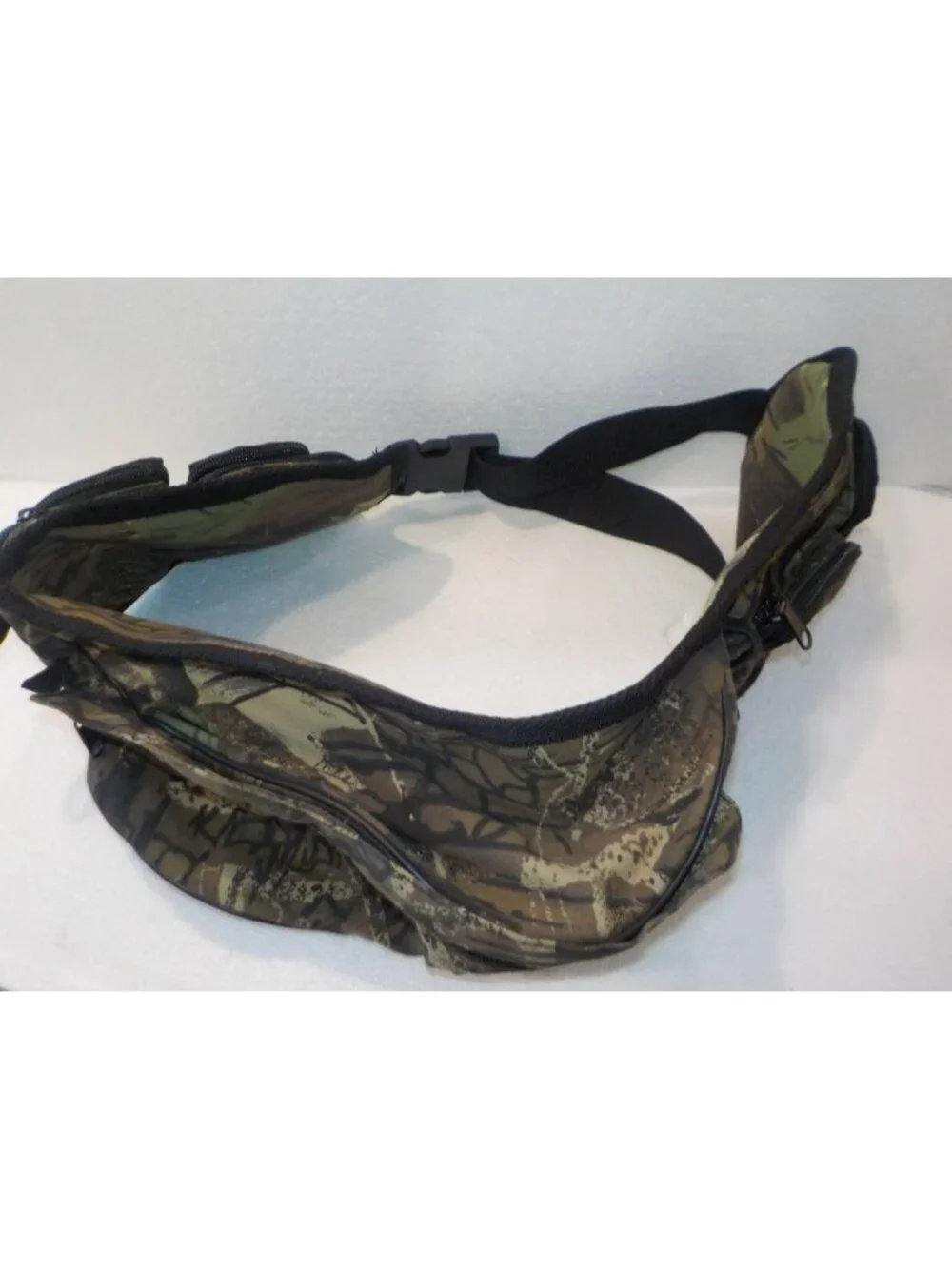 Camo Canvas Tactical Military Utility Pouch Belt (7) Zip Pkts Fits Up to 40 in